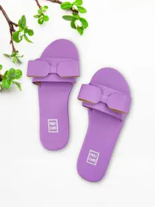 POSTCARD Women Lavender Embellished Open Toe Flats with Bows