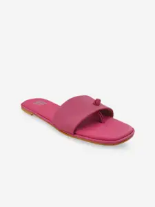 POSTCARD Women Pink Textured Open Toe Flats