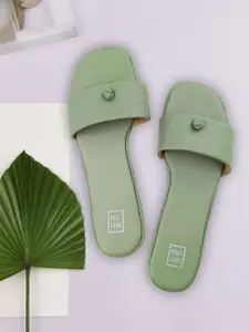 POSTCARD Women Green Colourblocked Open Toe Flats