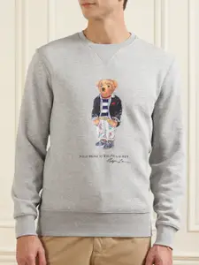 Polo Ralph Lauren Men Grey Printed Cotton Sweatshirt
