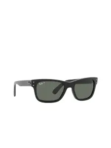 Ray-Ban Men Green Lens & Black Rectangle Sunglasses with Polarised Lens 8056597556460