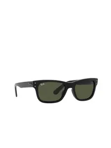 Ray-Ban Men Green Lens & Black Rectangle Sunglasses with UV Protected Lens