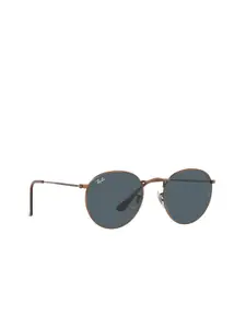 Ray-Ban Men Blue Lens & Brown Round Sunglasses with UV Protected Lens