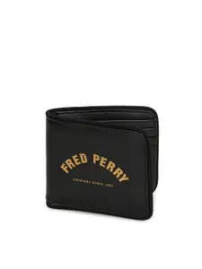 Fred Perry Fred Perry Men Typography Printed Leather Two Fold Wallet