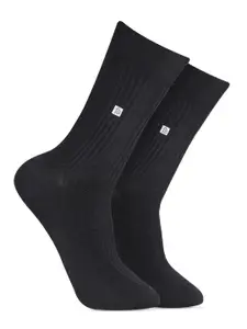 Bonjour Men Black Solid Calf Length Formal Socks