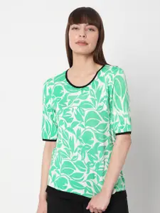 Vero Moda Green Floral Print Top