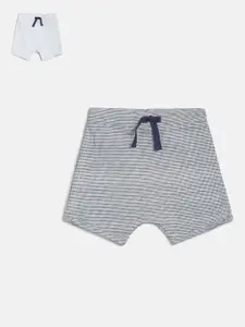 MINI KLUB Boys Grey & White Pack of 2 Cotton Shorts