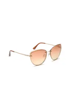IDEE Women Gold Lens & Gold-Toned Cateye Sunglasses with UV Protected Lens