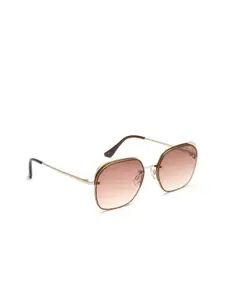 IDEE Women Brown Lens & Gold-Toned Square Sunglasses with UV Protected Lens