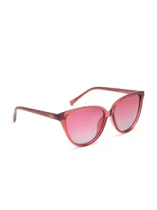 IDEE Women Pink Lens & Red Cateye Sunglasses with Polarised Lens IDS2770C2PSG