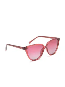 IDEE Women Pink Lens & Red Cateye Sunglasses with Polarised Lens IDS2770C2PSG