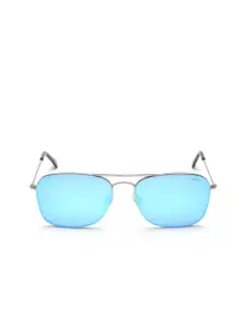 IDEE Men Blue Lens & Silver-Toned Wayfarer Sunglasses with UV Protected Lens