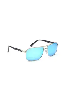 IDEE Men Blue Lens & Silver-Toned Square Sunglasses with UV Protected Lens IDS2758C6SG