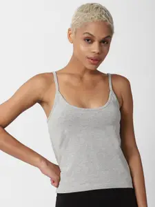 FOREVER 21 Grey Solid Cotton Camisole