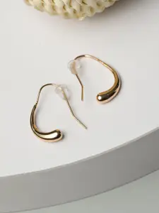 Priyaasi Gold-Toned Contemporary Half Hoop Earrings