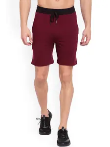 SPORTO Men Burgundy Regular Fit Cotton Shorts