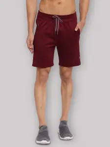 SPORTO Men Burgundy Regular Fit Solid Sports Shorts