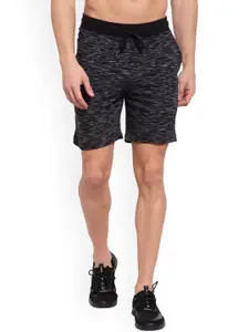 SPORTO Men Black Printed Mid Rise Regular Shorts