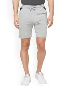SPORTO Men Grey Melange Solid Mid Rise Cotton Regular Shorts