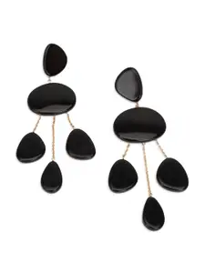 FOREVER 21 Black & Gold-Toned Contemporary Drop Earrings