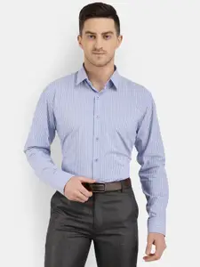 V-Mart Men Blue Striped Formal Shirt