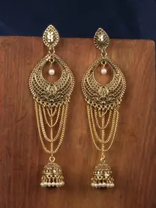 ANIKAS CREATION Gold-Plated Crescent Shaped Chandbalis Earrings