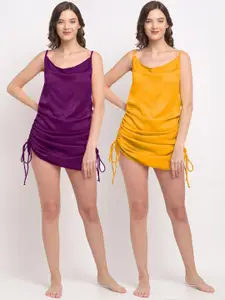 EROTISSCH Pack of 2 Yellow & Purple Nightdress