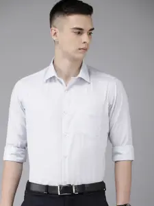 Van Heusen Men Grey Micro Checked Pure Cotton Custom Formal Shirt