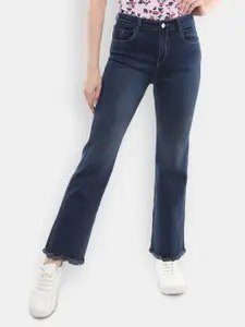 V-Mart Women Navy Blue Bootcut Low Distress Stretchable Jeans