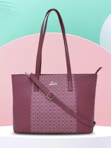 Lavie Gram Women Dark Mauve Pink Geometric Print Structured Tote Handbag