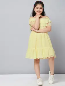 Stylo Bug Girl's Yellow Chiffon Empire Dress