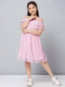 Stylo Bug Pink Chiffon A-Line Dress