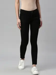 ZHEIA Women Black Lean Skinny Fit Clean Look Stretchable Jeans