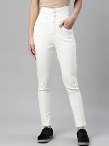 ZHEIA Women White Lean Skinny Fit High-Rise Stretchable Jeans