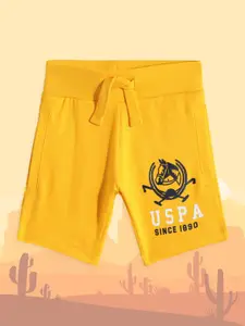 U.S. Polo Assn. Kids Boys Yellow Pure Cotton Shorts