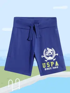 U.S. Polo Assn. Kids U.S.Polo Assn. Kids Boys Blue Printed Pure Cotton Shorts