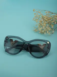 Carlton London Women Clear Lens & Gunmetal-Toned Oval Sunglasses