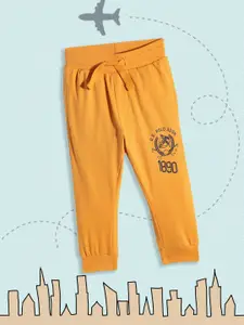 U.S. Polo Assn. Kids Boys Yellow Pure Cotton Solid Joggers