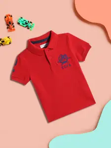 U.S. Polo Assn. Kids U.S.Polo Assn. Kids Boys Red Pure Cotton Polo Collar T-shirt