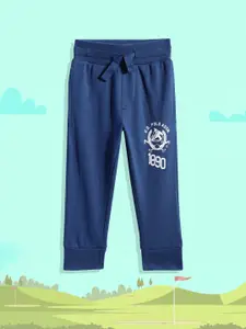 U.S. Polo Assn. Kids U.S.Polo Assn. Kids Boys Navy Blue Printed Pure Cotton Joggers