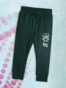 U.S. Polo Assn. Kids Boys Green Pure Cotton Solid Joggers