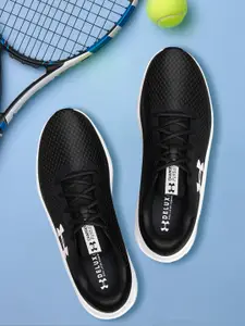 UNDER ARMOUR Men Black & White Woven Design Charged Pursuit 3 Running Shoes