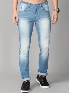 Jean Cafe Men Blue Jean Slim Fit Low Distress Heavy Fade Organic Cotton Jeans