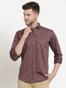 Emerals Men Maroon Standard Floral Printed Party Shirt