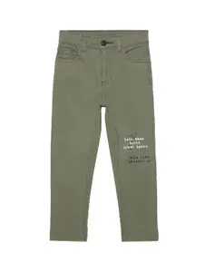 UNDER FOURTEEN ONLY Boys Olive Green Slim Fit Trousers