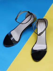 Misto Women Transparent & Black Solid Mid-Top Stiletto Heels
