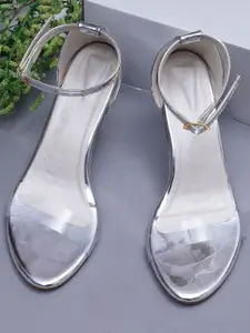 Misto Women Transparent & Silver-Toned Slim Heels