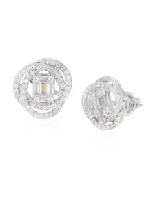 ANAYRA White Circular Studs Earrings