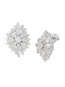 ANAYRA White Circular Studs Earrings