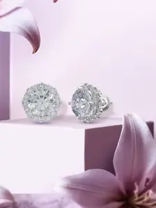 ANAYRA White Circular Studs Earrings